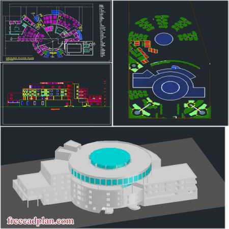 hotel plan , dwg floor plans , sections ,elevations, 3d cad - free cad plan