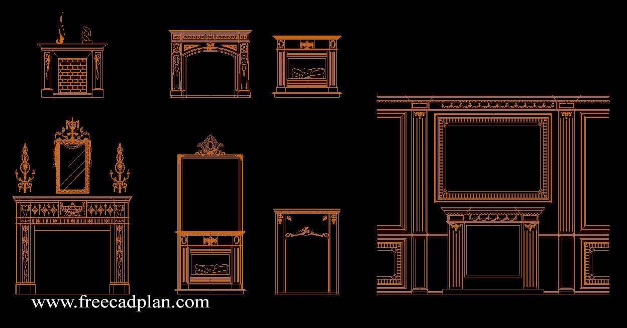 Fireplaces CAD blocks