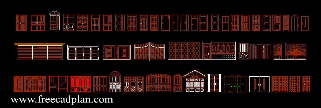 2d Gates And Door Cad Blocks For Autocad Dwg Free Cad Plan