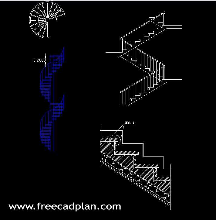 free stair cad block with details