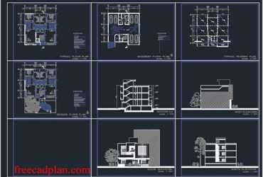 3 storey house dwg plans