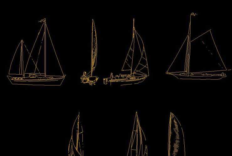 decoration ships , boats dwg