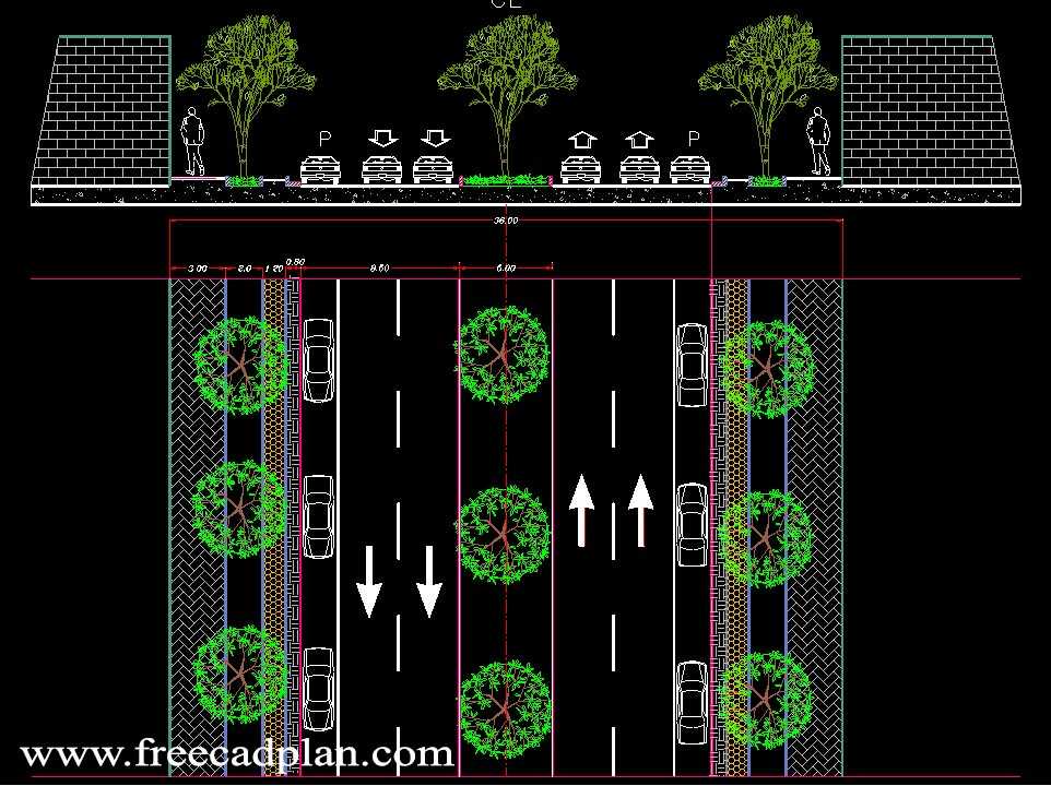 street design in autocad , dwg drawing - free cad plan