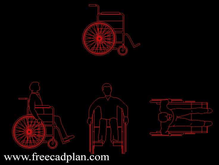 fauteuil roulant DWG blocs CAO