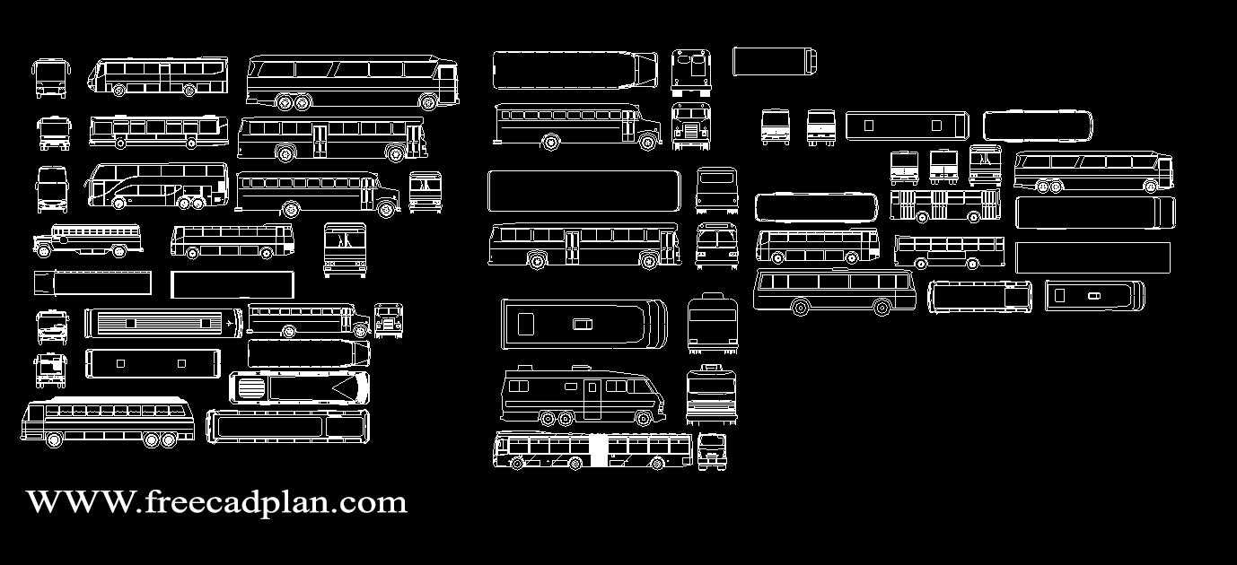 Buses DWG CAD  block  in autocad  free  download free  cad  plan