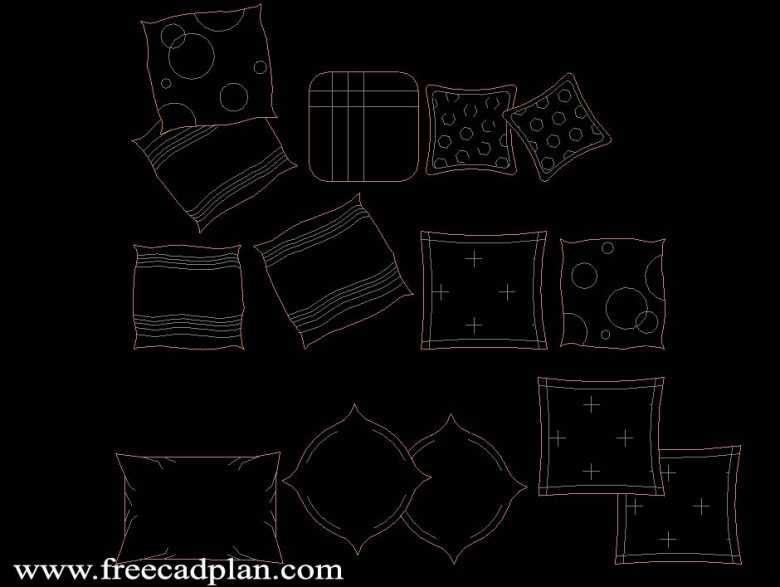 Pillow DWG CAD Block in Autocad download free cad plan