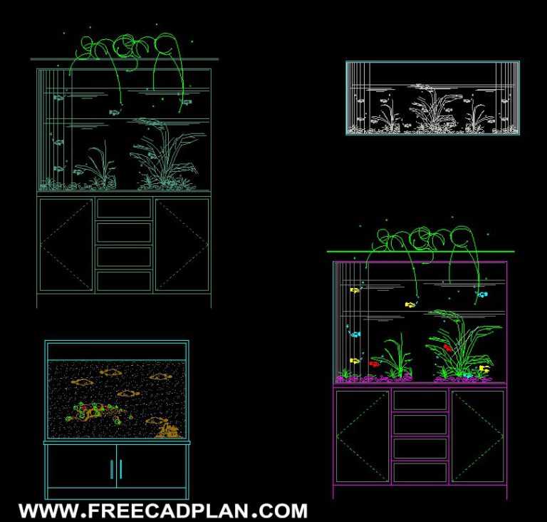 The aquarium DWG CAD block in autocad free cad plan