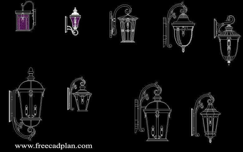 antique wall light DWG CAD BLOCK in Autocad - free cad plan