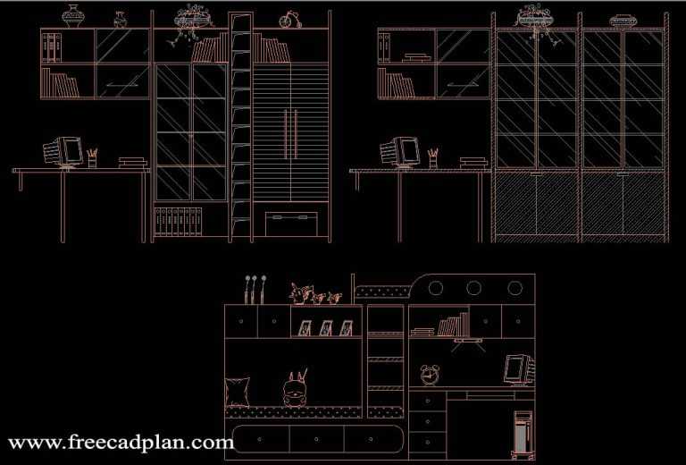 bookcase dwg cad block in autocad , download free cad plan