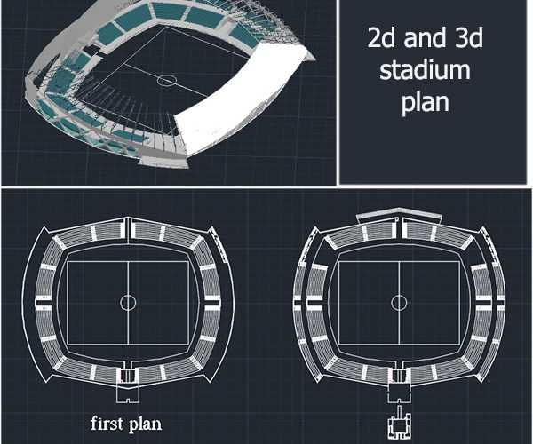 Stadium plan 2d and 3d