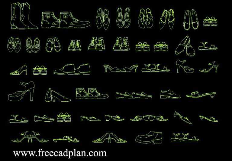 Autocad Shoes cad block download free cad plan