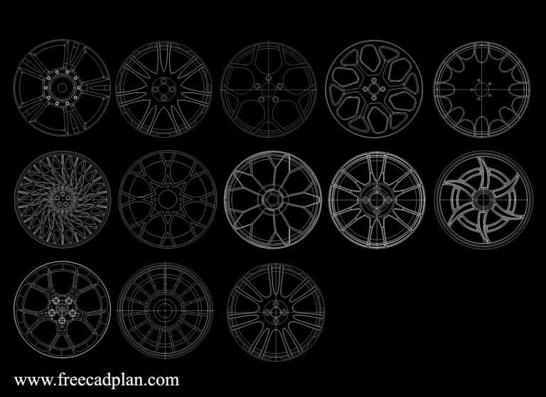 Car Wheel Rim DWG CAD block in autocad free cad plan