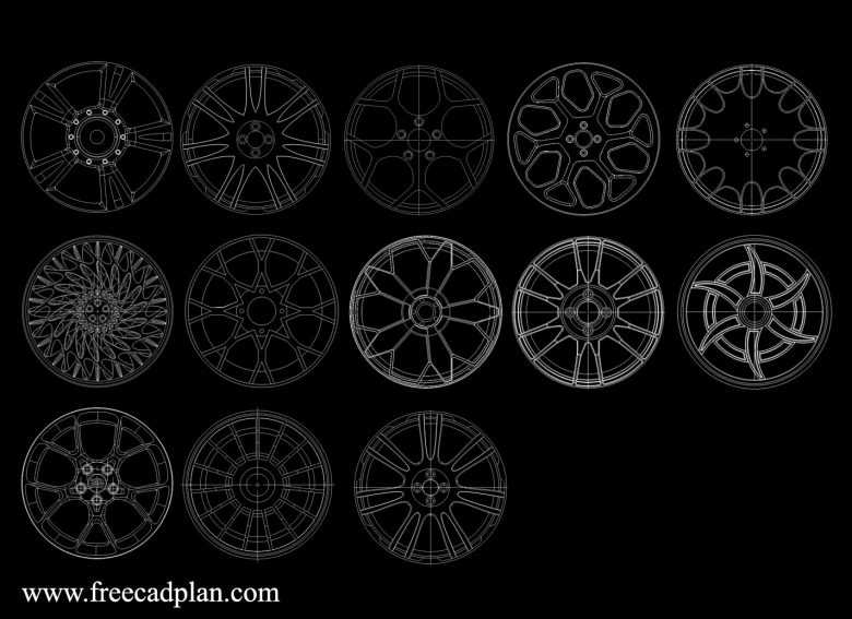 Car Wheel Rim DWG CAD block in autocad free cad plan