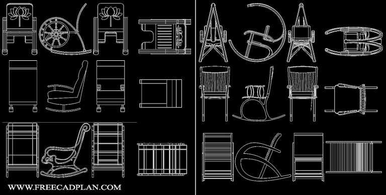 Rocking Chair DWG CAD Block in Autocad , Download - free cad plan