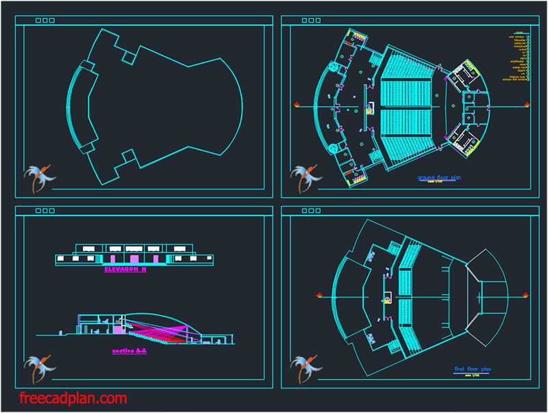 Amphitheater dwg cad plan