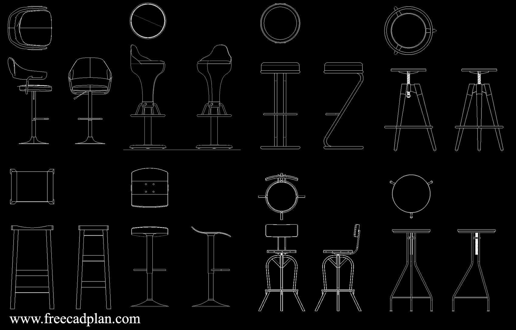 Bar Stool DWG CAD Block in autocad , download - free cad plan