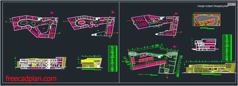 Shopping mall plan in AutoCAD