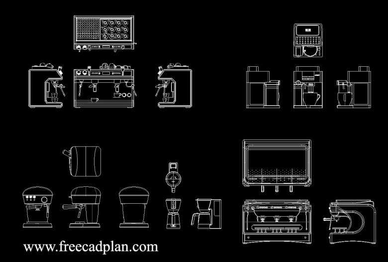 Coffee Machine DWG CAD Block 780x526 