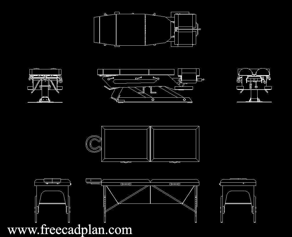 Massage Table DWG CAD Block in Autocad , free download - free cad plan