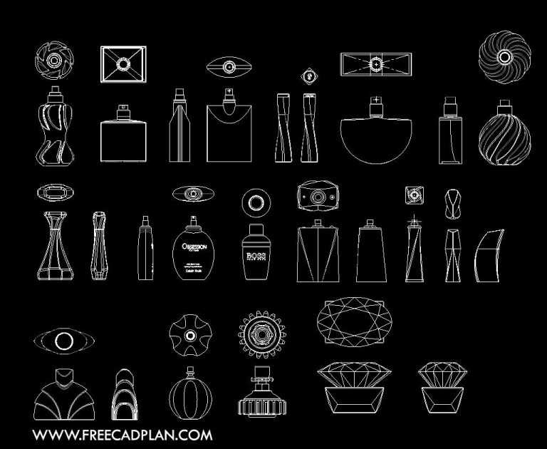 Perfume DWG CAD Block in Autocad , Download free cad plan