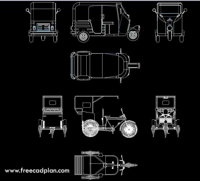 auto and cycle rickshaw dwg