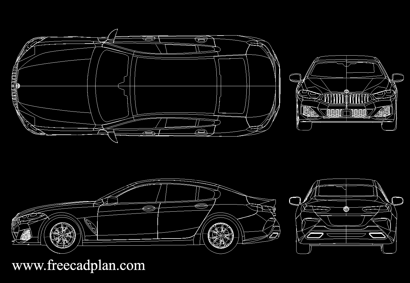 lukisan BMW M850 Gran Coupe dwg block cad