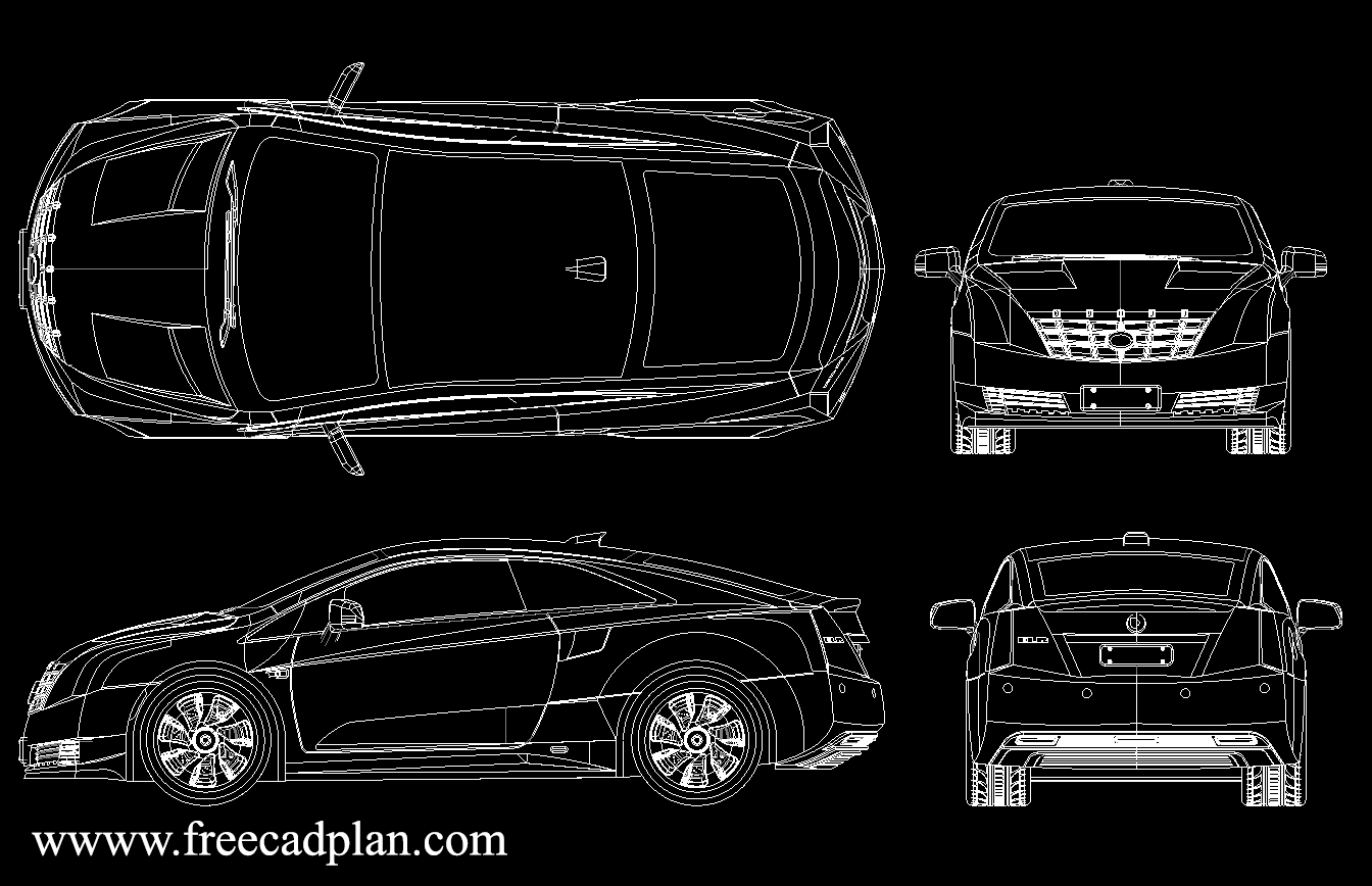 Cadillac ELR CAR DWG CAD Block Drawing , Autocad free cad plan