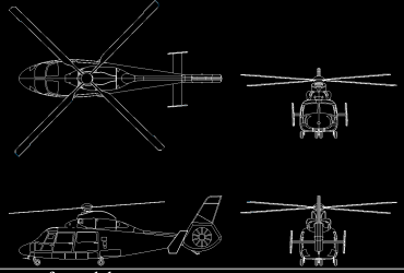CAD BLOCO Eurocopter AS365 Dauphin DWG