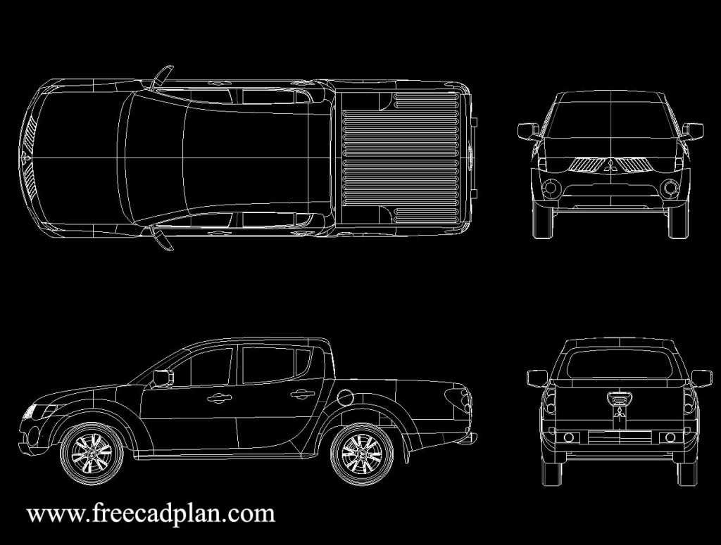 Mitsubishi L200 2016 DWG CAD Block Drawing , Autocad free cad plan