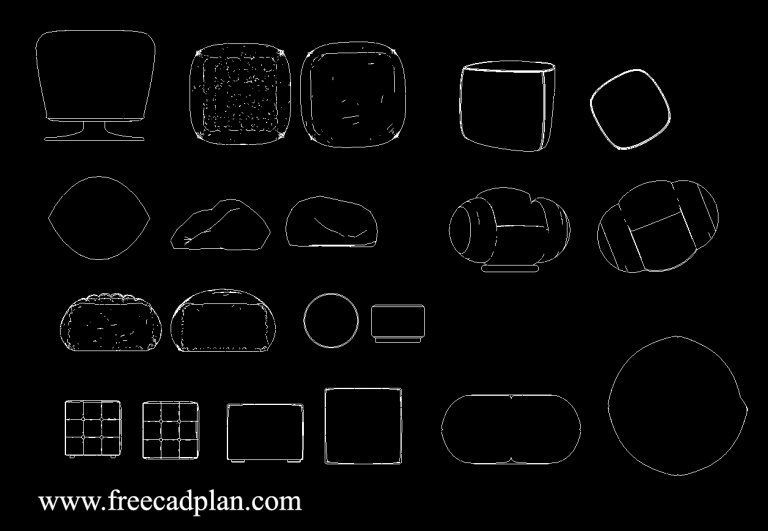 Pouf DWG CAD Block in Autocad , Download free cad plan