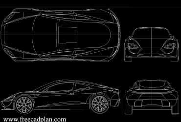 blocos CAD Tesla Roadster 2020 DWG