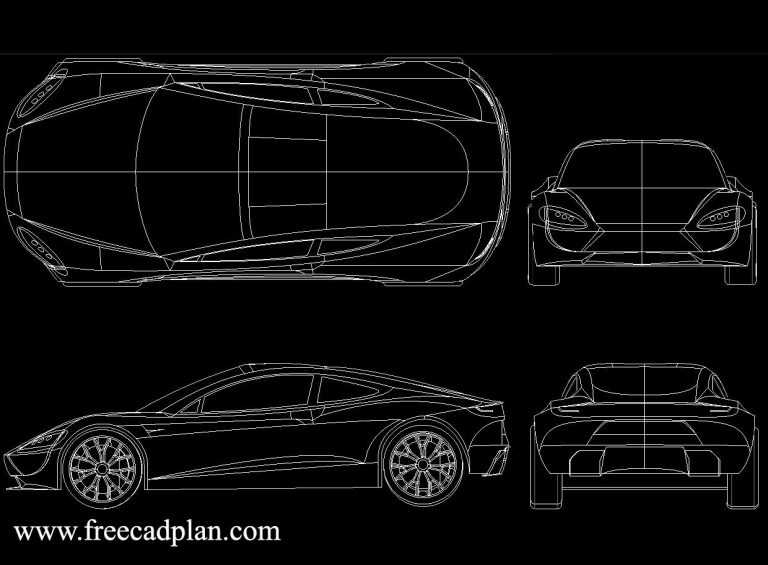 Tesla Roadster 2020 DWG CAD blocks Drawing free cad plan