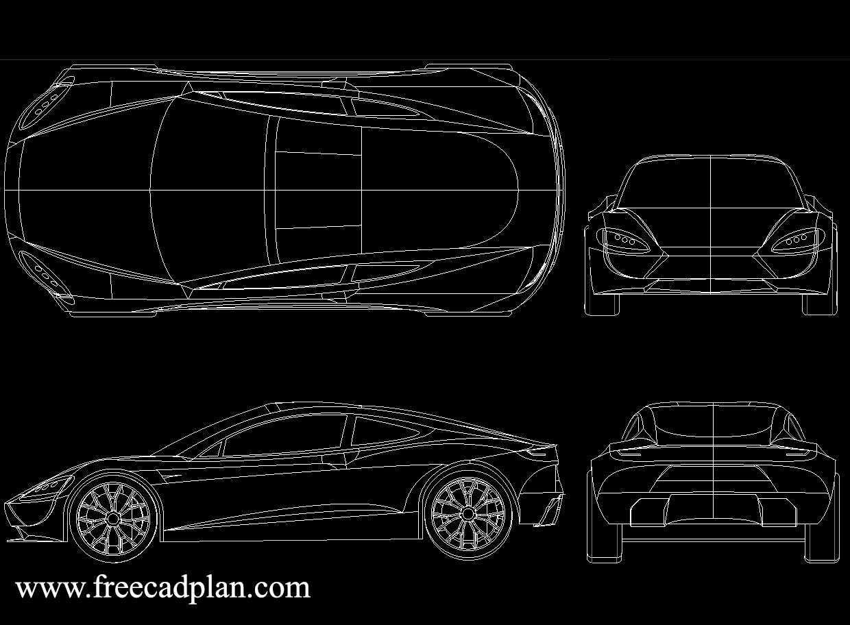 melukis Tesla Roadster 2020 DWG