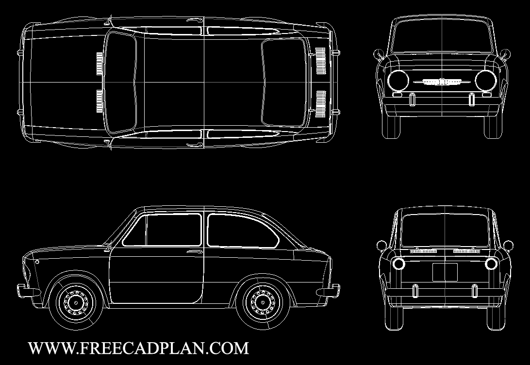 Bloco CAD Fiat 850 Carro DWG