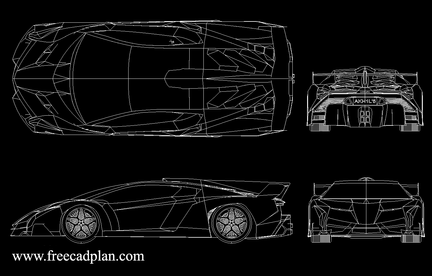 Lamborghini Veneno DWG CAD Block in Autocad - free cad plan