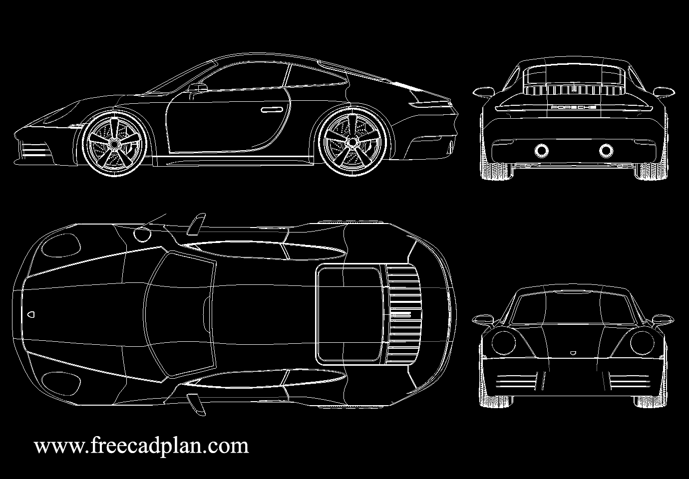 Porsche 911 (2020) DWG CAD Block drawing in Autocad - free cad plan