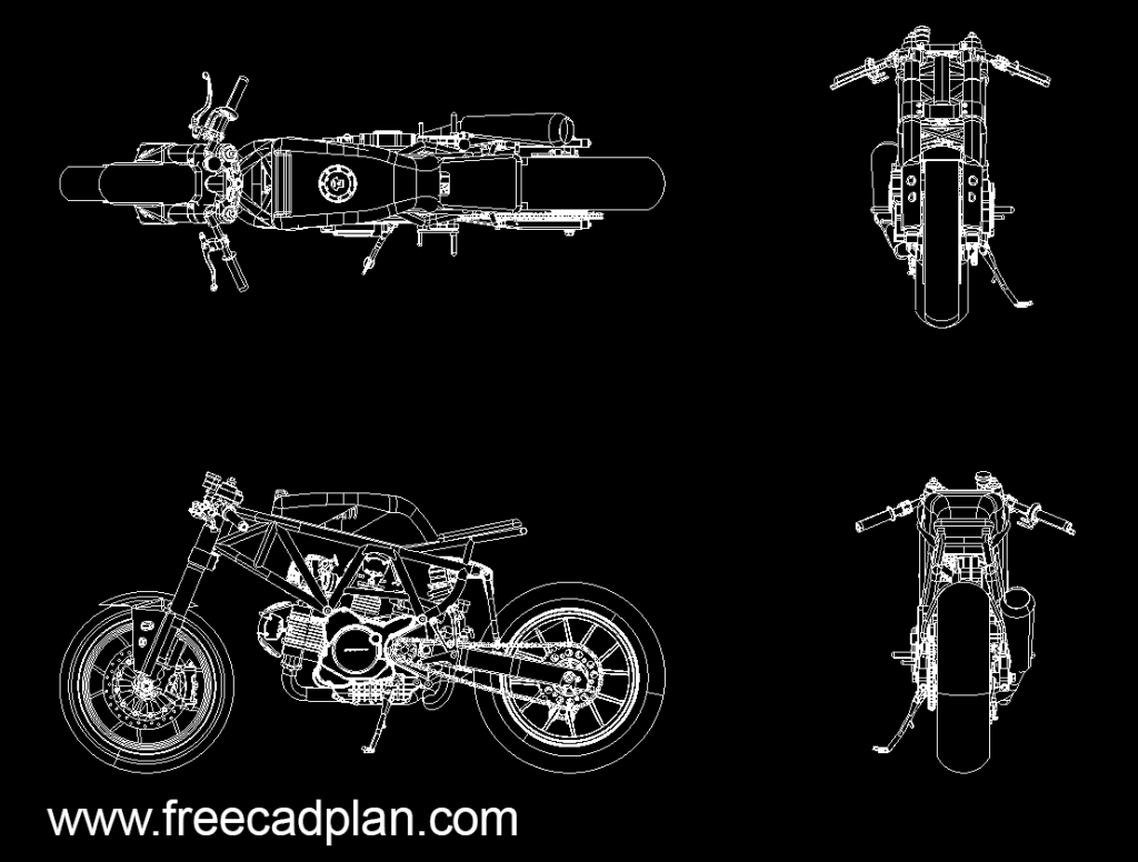 Ducati cafe racer DWG CAD Block in Autocad , download free cad plan
