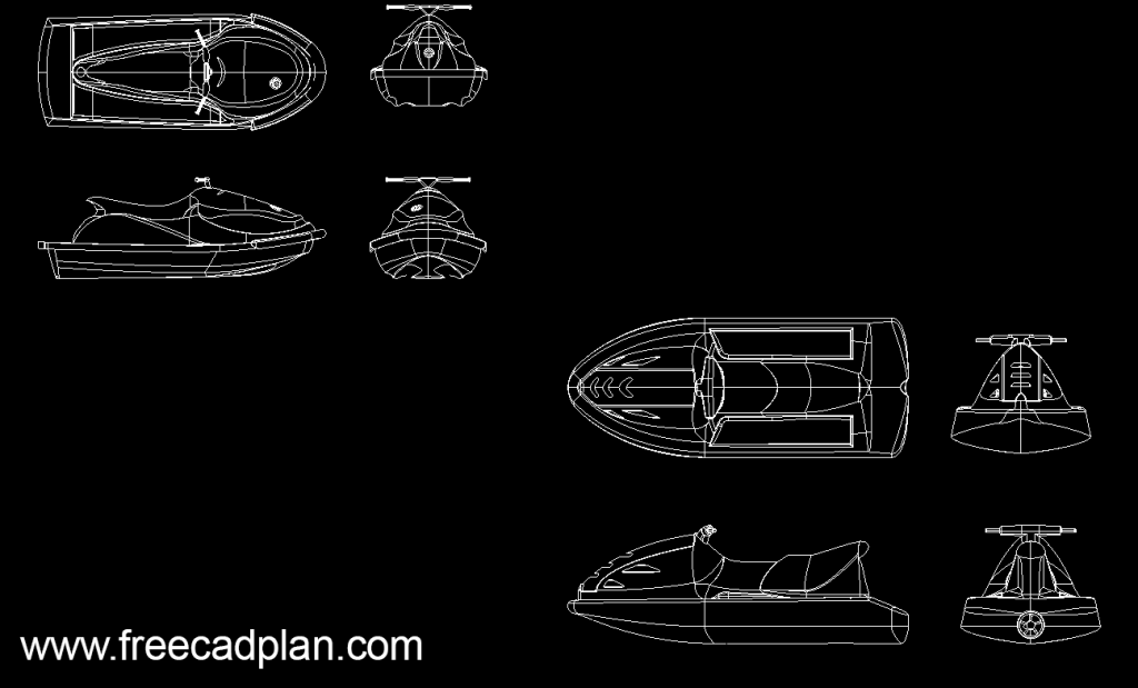 Jet Ski DWG CAD Block in Autocad , Download free cad plan