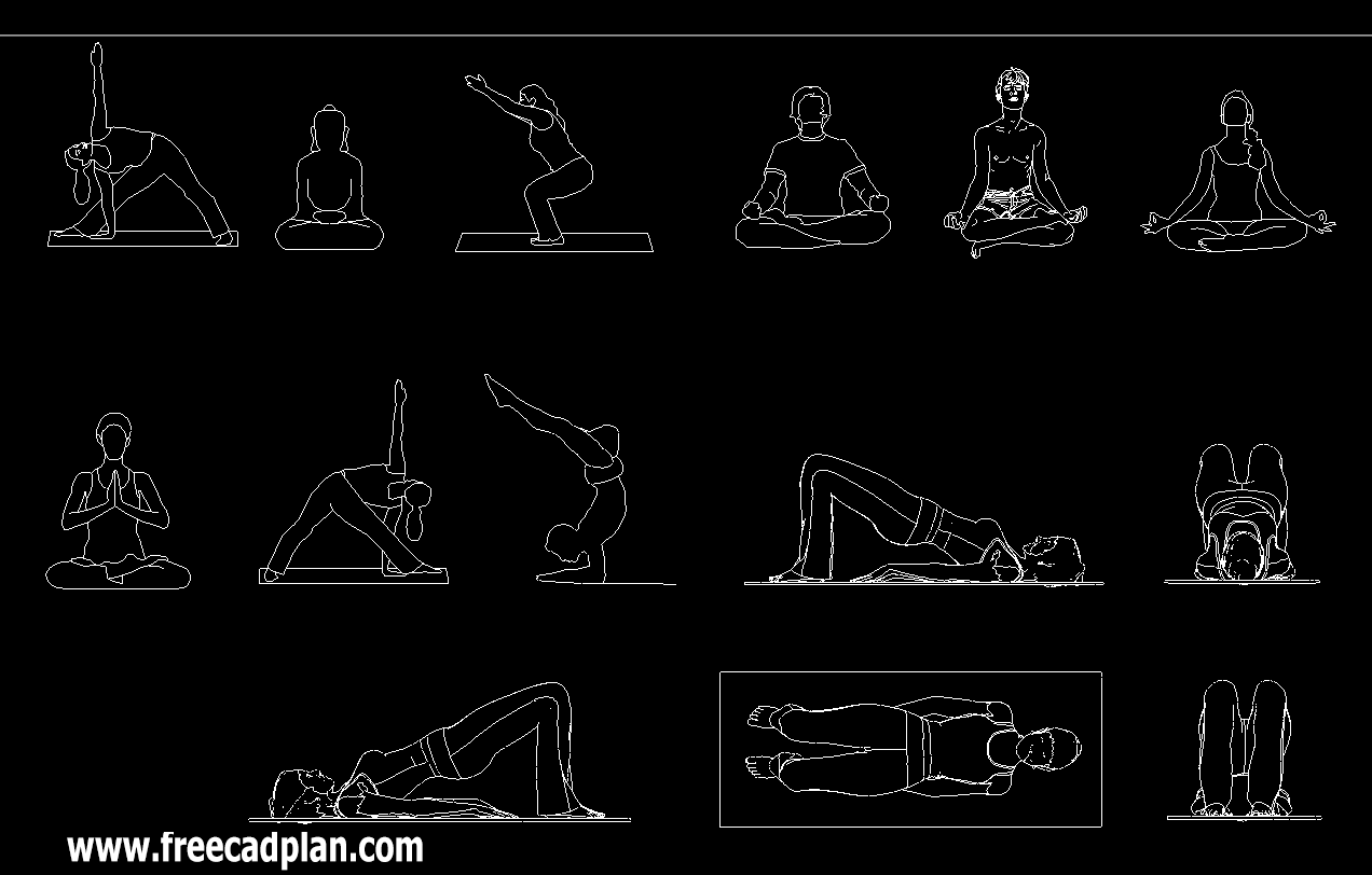 Yoga pessoas DWG Bloco CAD