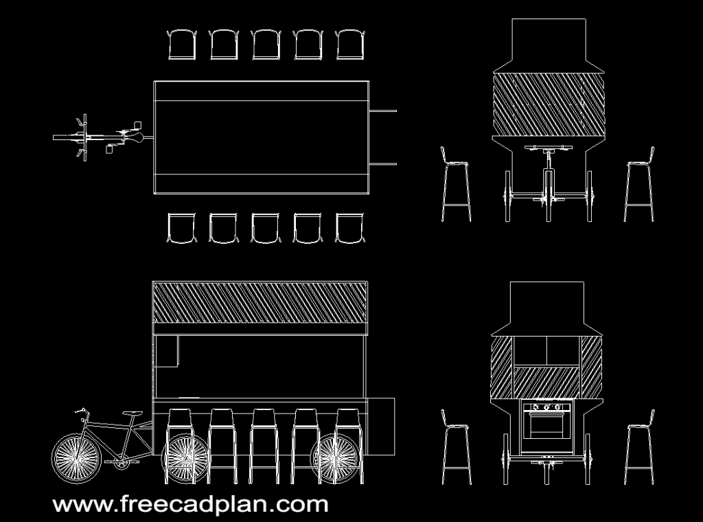 food bike DWG CAD Block in Autocad , download - free cad plan