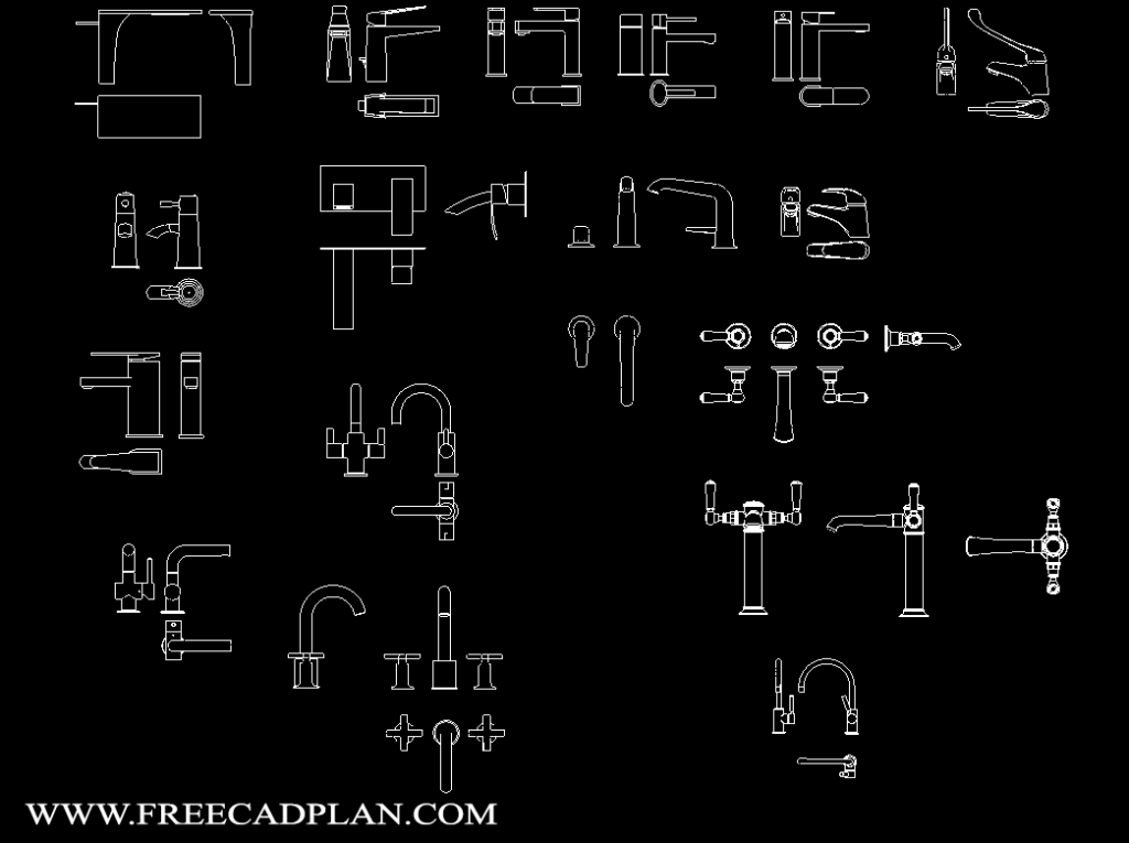 Basin Mixer Taps DWG CAD Block in Autocad , download free cad plan