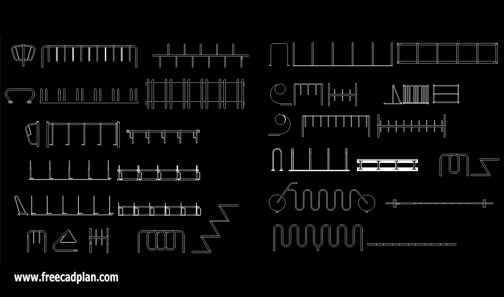 Bike Racks DWG CAD Blocks in Autocad , download free cad plan