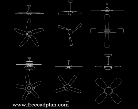 Ceiling Fans DWG CAD Block in Autocad , download - free cad plan