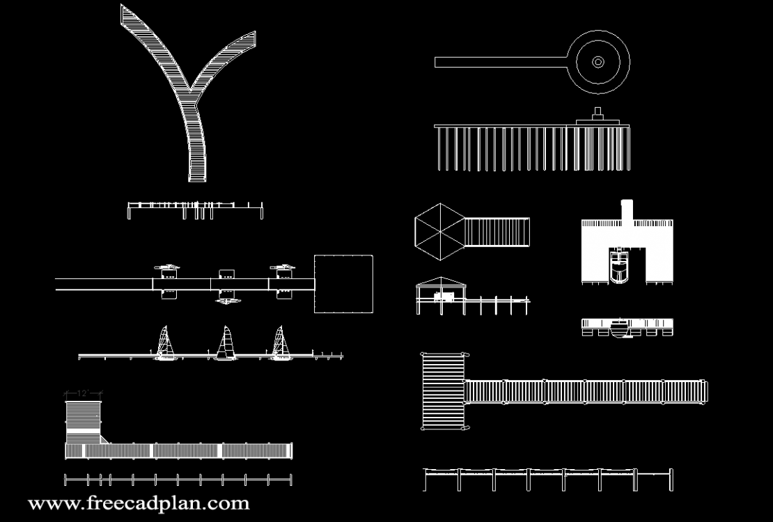 Curved Bench DWG CAD Block in Autocad , download free cad plan