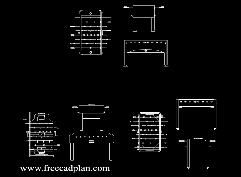 Table football DWG CAD Block in Autocad , Download free cad plan