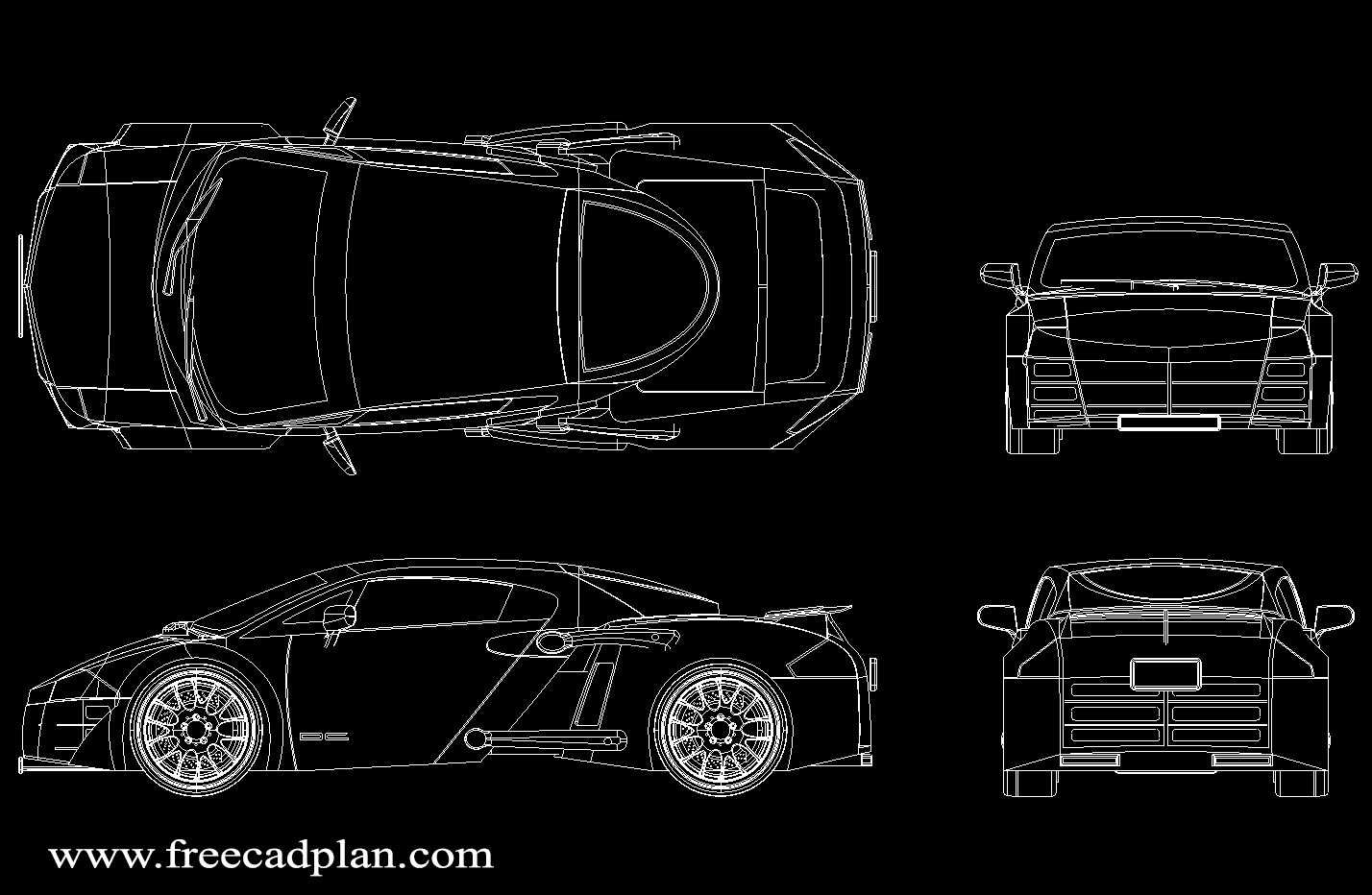 Toyota Mr2 DC reka bentuk Block CAD