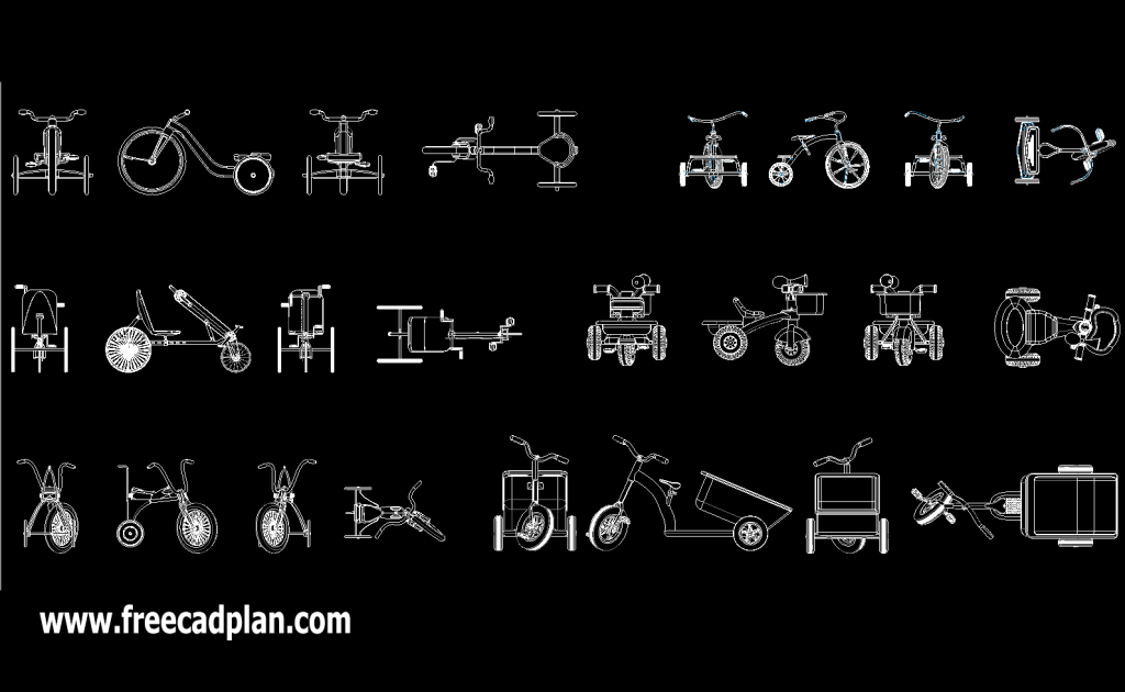 Tricycle DWG CAD BLOCK in Autocad , Download free cad plan