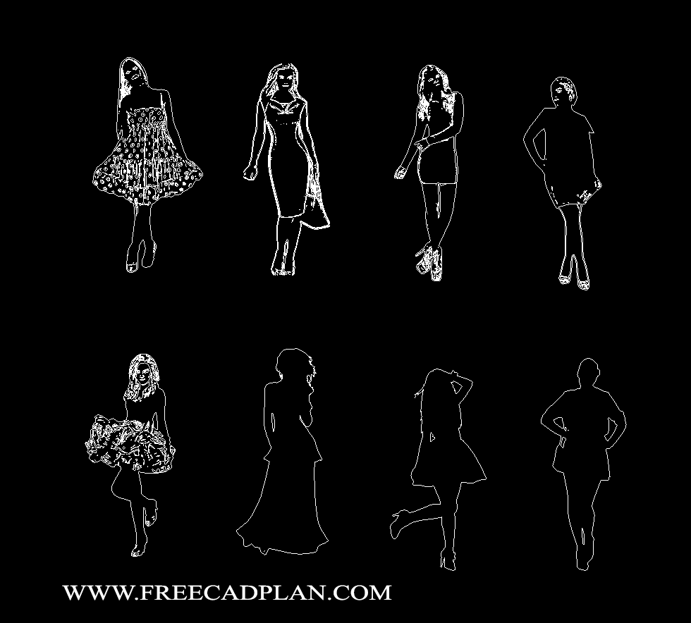 Women in Dresses DWG CAD Block
