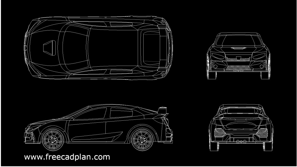 Honda Civic Type R DWG CAD Block in autocad - free cad plan