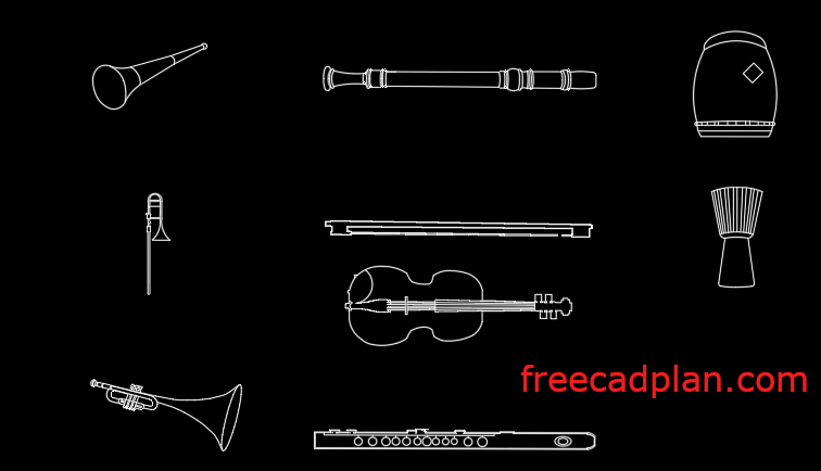 Sotavento aguacero Tentación Musical instruments dwg cad blocks - free cad plan